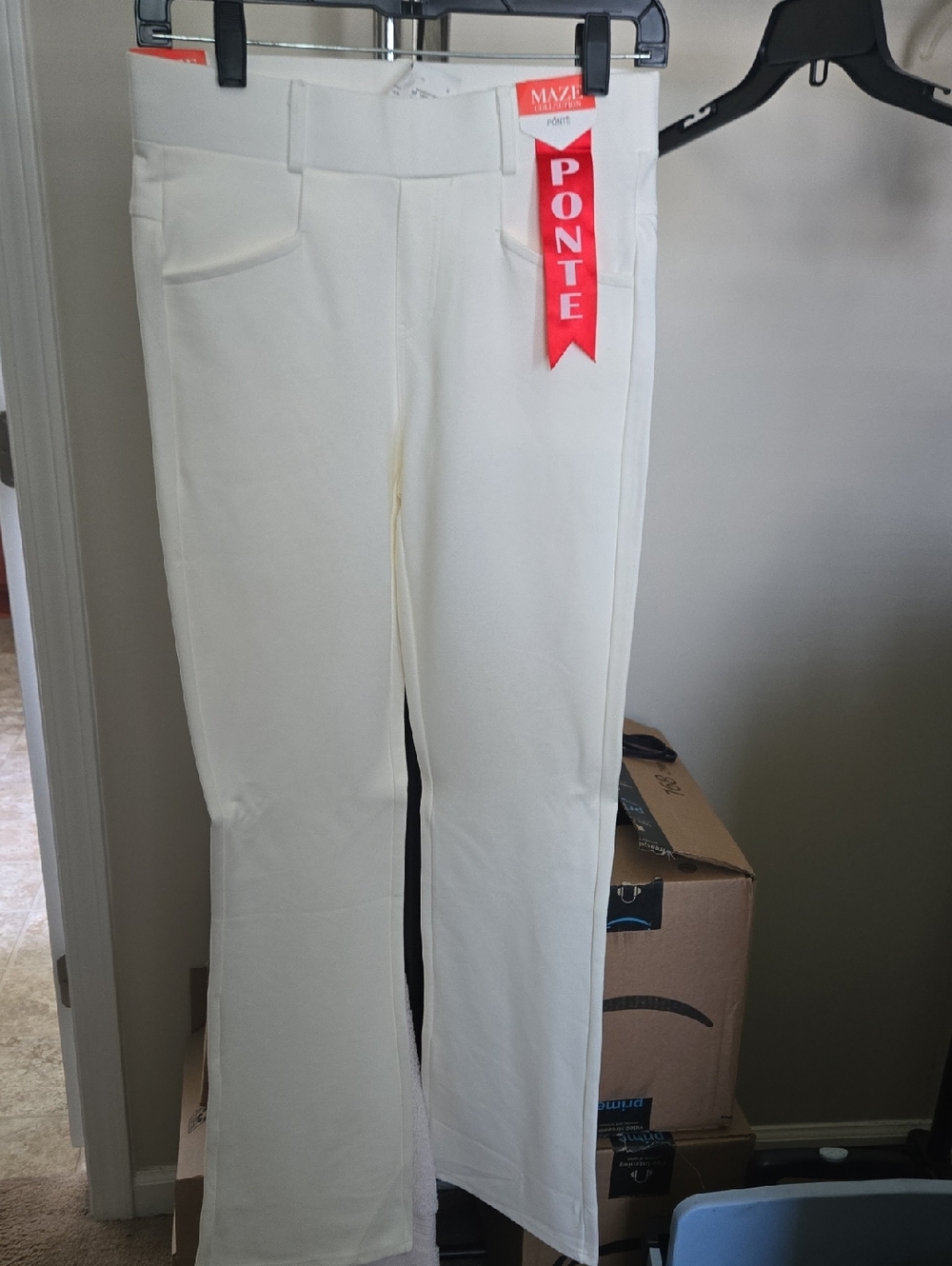 MAZE Ponte Boot-Cut Pants in White